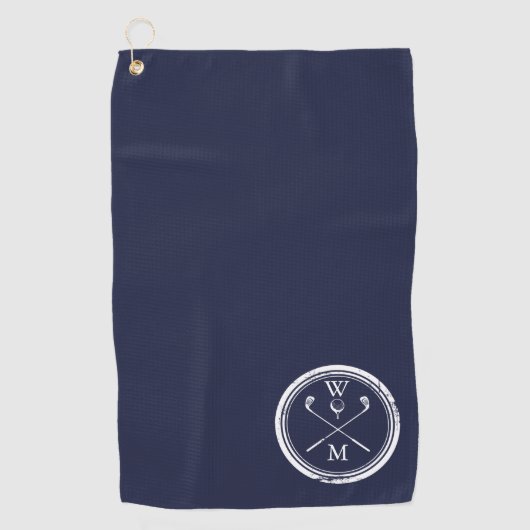 Personalisierte Monogram Initials Navy Blue Golfhandtuch (Vorderseite)