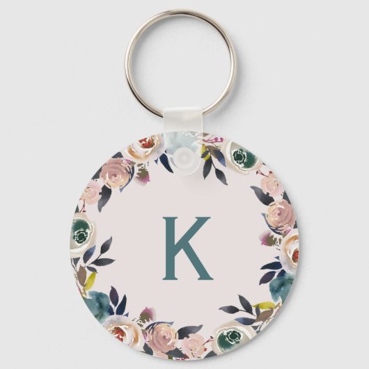 Personalisierte Monogram Letter Floral Chic Ladys Schlüsselanhänger (Vorderseite)