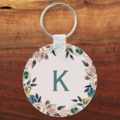 Personalisierte Monogram Letter Floral Chic Ladys Schlüsselanhänger (Vorderseite)