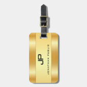 Personalisierte Monogram Name Imitate Gold Glamour Gepäckanhänger (Vorderseite vertikal)