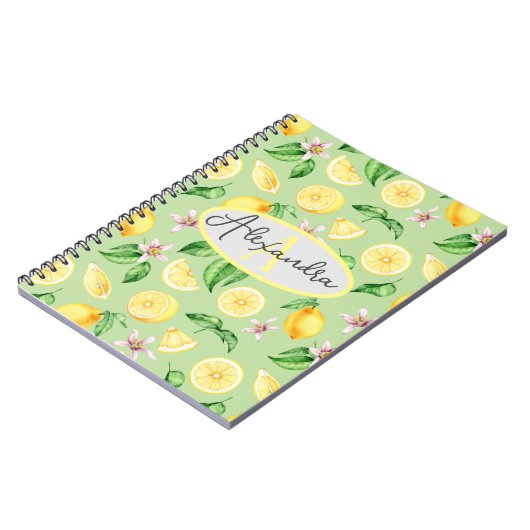Personalisierte Monogram Name Spiral Notebook Lemo Notizblock (Linke Seite)