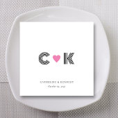 Personalisierte Monogram Napkins mit rosa Herz Serviette