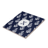 Personalisierte Monogram Navy Blue Anchor Nautic Fliese (Seite)