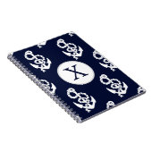 Personalisierte Monogram Navy Blue Anchor Nautic Notizblock (Rechte Seite)