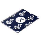 Personalisierte Monogram Navy Blue Anchor Nautic Notizblock (Linke Seite)
