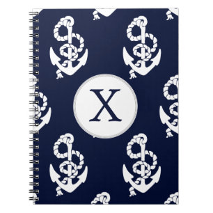 Personalisierte Monogram Navy Blue Anchor Nautic Notizblock