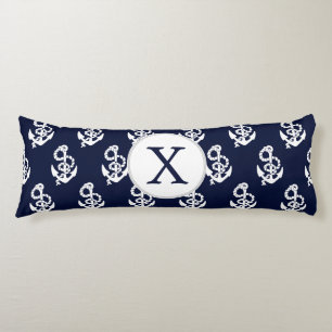 Personalisierte Monogram Navy Blue Anchor Nautic Seitenschläferkissen