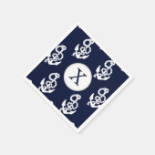 Personalisierte Monogram Navy Blue Anchor Nautic Serviette (Ecke)