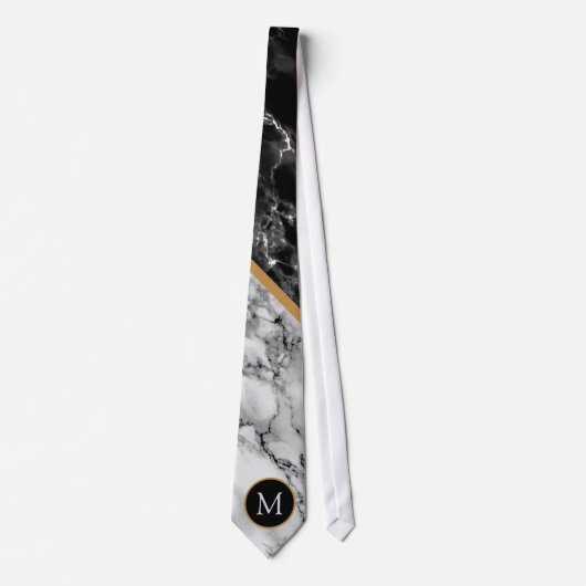 Personalisierte Monogram Neck Tie Schwarz-weiß Mar Krawatte (Vorderseite)