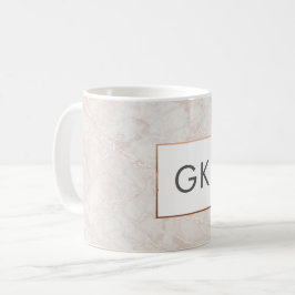 Personalisierte Monogram Rose Gold-Marmor-Tasse Kaffeetasse