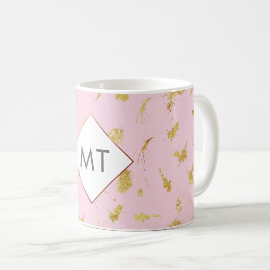 Personalisierte Monogram Rose Gold-Tasse Kaffeetasse (VorderseiteRechts)