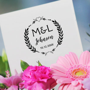 Personalisierte Monogram Round Wedber Briefmarke Gummistempel