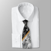 Personalisierte Monogram-Schwarz-weiß-MarmorKrawat Krawatte (Gebunden)