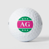 Personalisierte Monogram Stars rosa grün Golfball (Vorderseite)