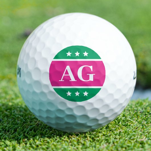 Personalisierte Monogram Stars rosa grün Golfball