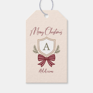 Personalisierte Monogram Striped Bow Frohe Weihnac Geschenkanhänger