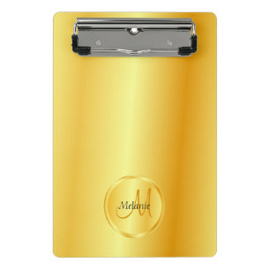 Personalisierte Monogram Template Gold Look Elegan Mini Klemmbrett