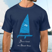 Personalisierte Monogram Text Sailboat Racing Navy T-Shirt