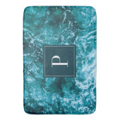 Personalisierte Monogram Türkis Sea Waves Badematte (Vorderseite Vertikal)