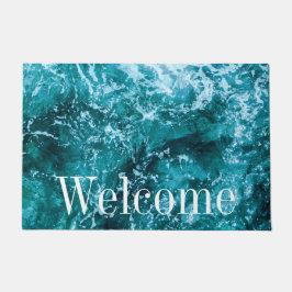 Personalisierte Monogram Türkis Sea Waves Fußmatte