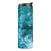 Personalisierte Monogram Türkis Sea Waves Thermosbecher (Nach links gedreht)