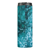 Personalisierte Monogram Türkis Sea Waves Thermosbecher (Rückseite)