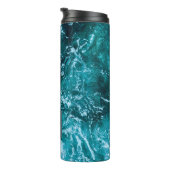 Personalisierte Monogram Türkis Sea Waves Thermosbecher (Nach rechts gedreht)