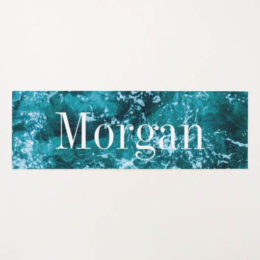 Personalisierte Monogram Türkis Sea Waves Yogamatte (Vorderseite (Horizontal))