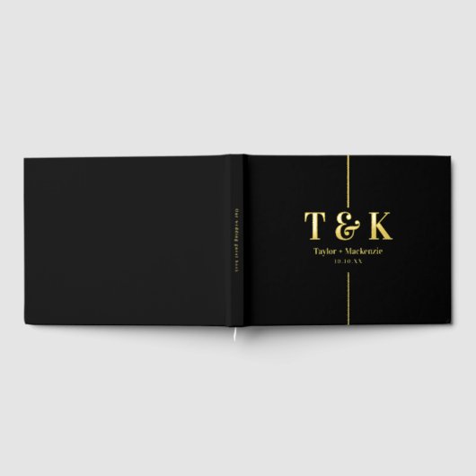 Personalisierte Monogram Wedding Black and Real Fo Gästebuch (Voll)