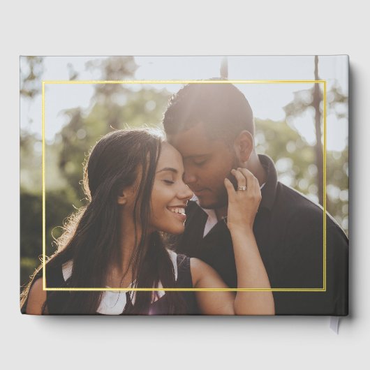 Personalisierte Monogram Wedding Black and Real Fo Gästebuch (Rückseite)