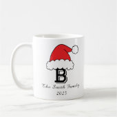 Personalisierte Monogram-Weihnachtsmannmütze Weihn Kaffeetasse (Links)