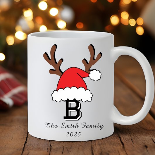 Personalisierte Monogram-Weihnachtsmannmütze Weihn Kaffeetasse