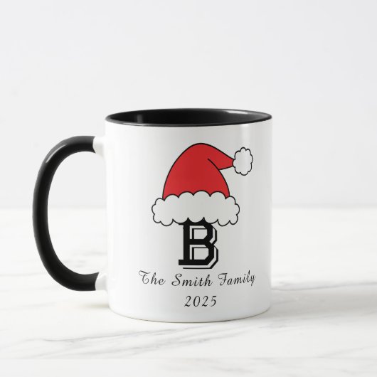 Personalisierte Monogram-Weihnachtszeit Tasse (Links)