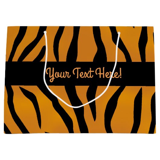 Personalisierte Monogram Wild Thing Tiger Streifen Große Geschenktüte (Vorderseite)