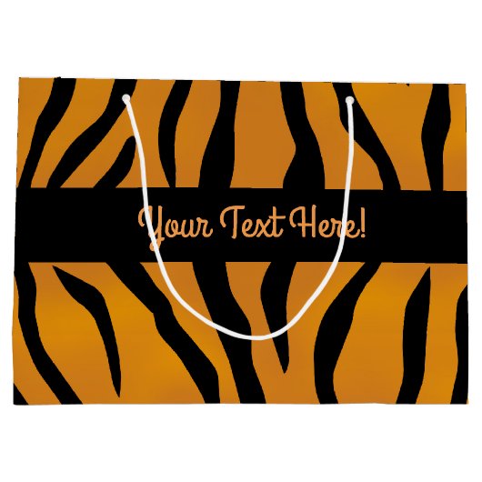 Personalisierte Monogram Wild Thing Tiger Streifen Große Geschenktüte (Rückseite)
