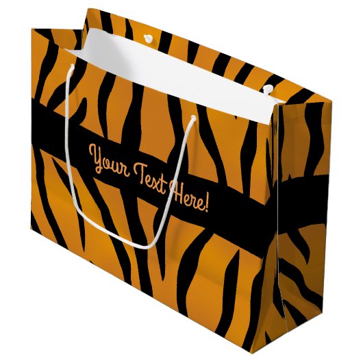 Personalisierte Monogram Wild Thing Tiger Streifen Große Geschenktüte (Vorderseite Schrägansicht)