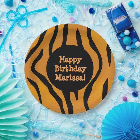 Personalisierte Monogram Wild Thing Tiger Streifen Pappteller (Party)
