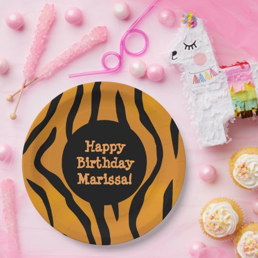 Personalisierte Monogram Wild Thing Tiger Streifen Pappteller (Party)