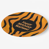 Personalisierte Monogram Wild Thing Tiger Streifen Pappteller (Schrägansicht)