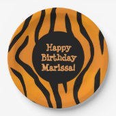 Personalisierte Monogram Wild Thing Tiger Streifen Pappteller (Vorderseite)