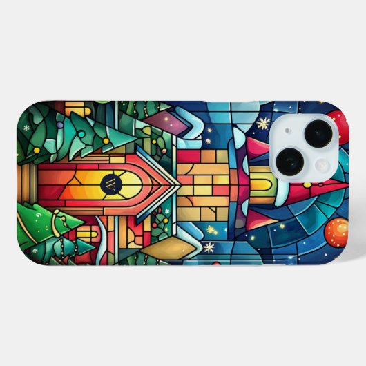 Personalisierte Monogram-Winterszene Case-Mate iPhone Hülle (Rückseite (Horizontal))