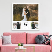Personalisierte Monogramm 3-FotoCollage Leinwanddruck (Insitu (Wohnzimmer))