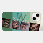 Personalisierte Monogramm-5-Grüntöne mit Bildern Case-Mate iPhone Hülle (Rückseite (Horizontal))