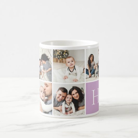 Personalisierte Monogramm-9-FotoCollage Kaffeetasse (Mittel)