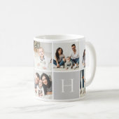 Personalisierte Monogramm-9-FotoCollage Kaffeetasse (VorderseiteRechts)