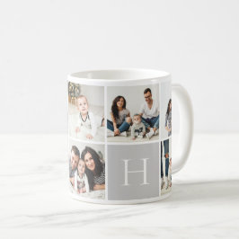 Personalisierte Monogramm-9-FotoCollage Kaffeetasse
