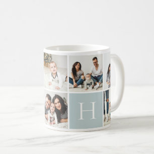 Personalisierte Monogramm-9-FotoCollage Kaffeetasse