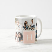 Personalisierte Monogramm-9-FotoCollage Kaffeetasse (VorderseiteRechts)