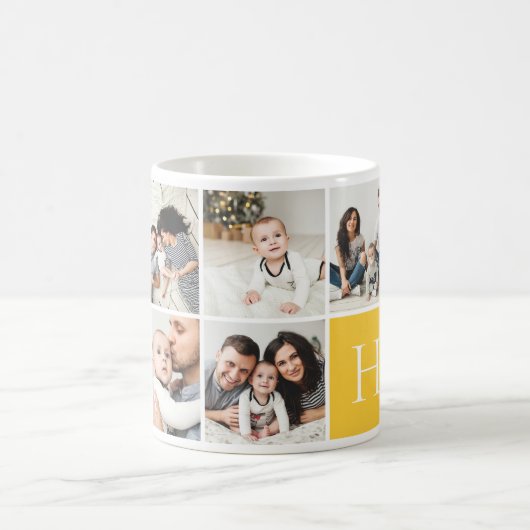 Personalisierte Monogramm-9-FotoCollage Kaffeetasse (Mittel)