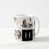 Personalisierte Monogramm-9-FotoCollage Kaffeetasse (VorderseiteRechts)